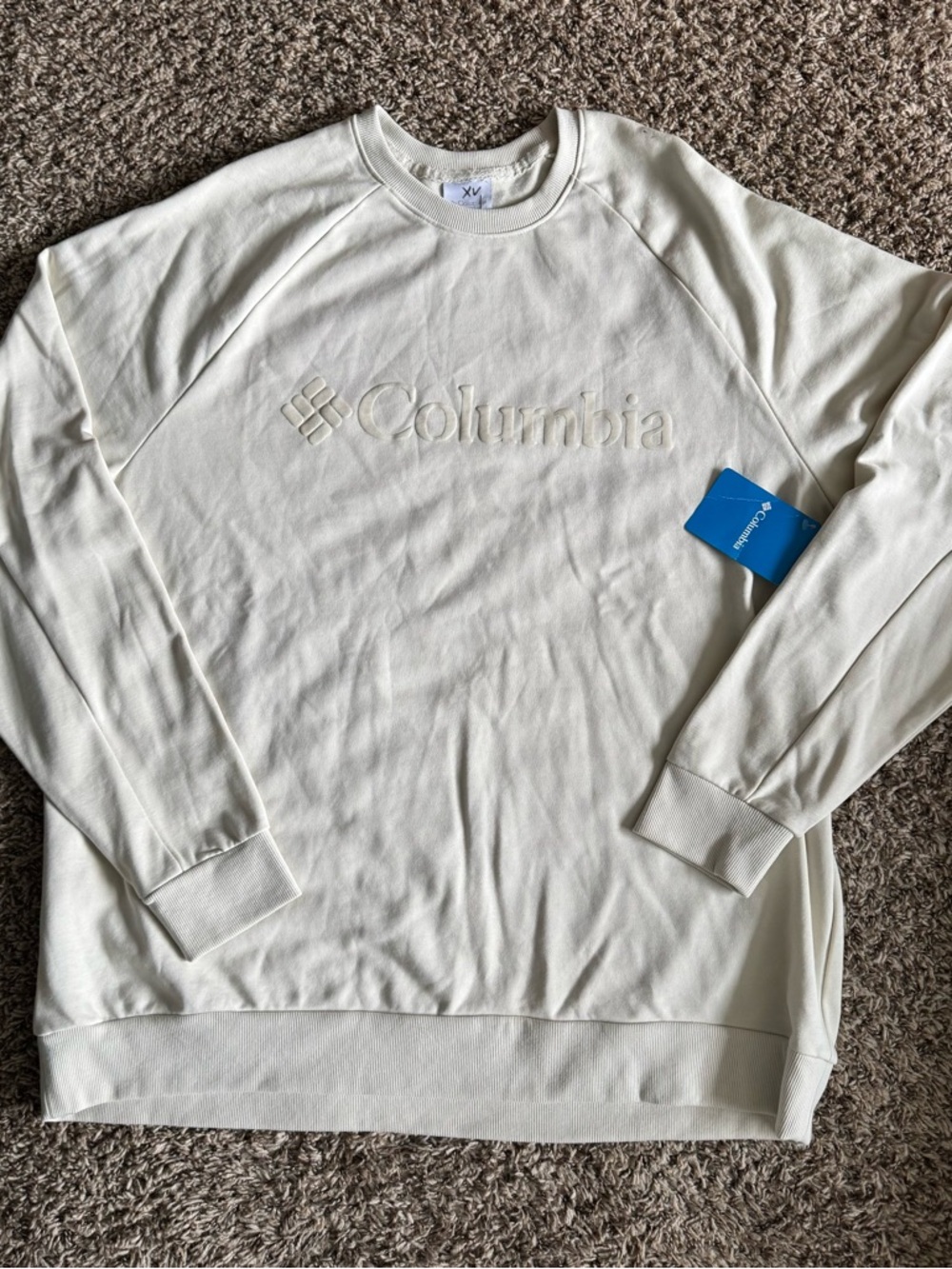 Columbia Men’s Cream Crewneck Sweatshirt with Embossed Logo